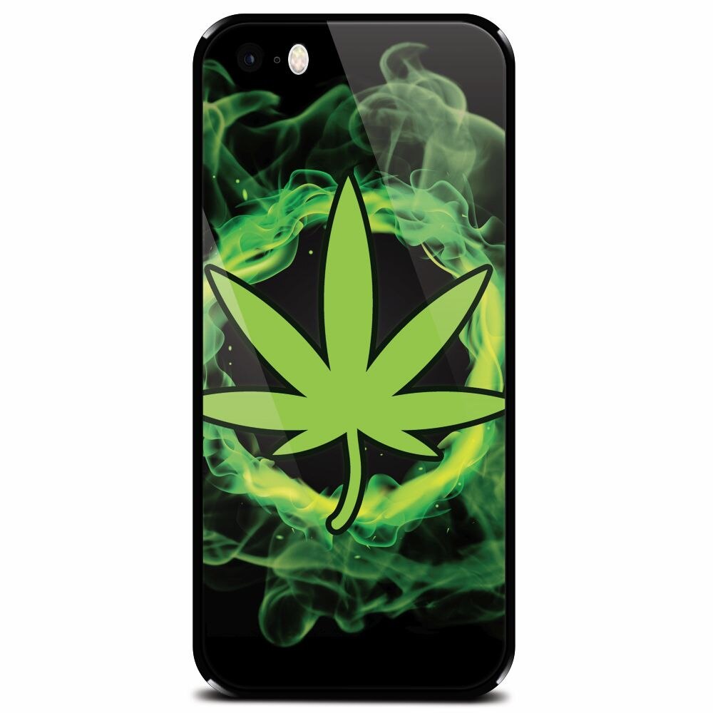 Husa din sticla securizata pentru Apple iPhone 5, GreenFlames