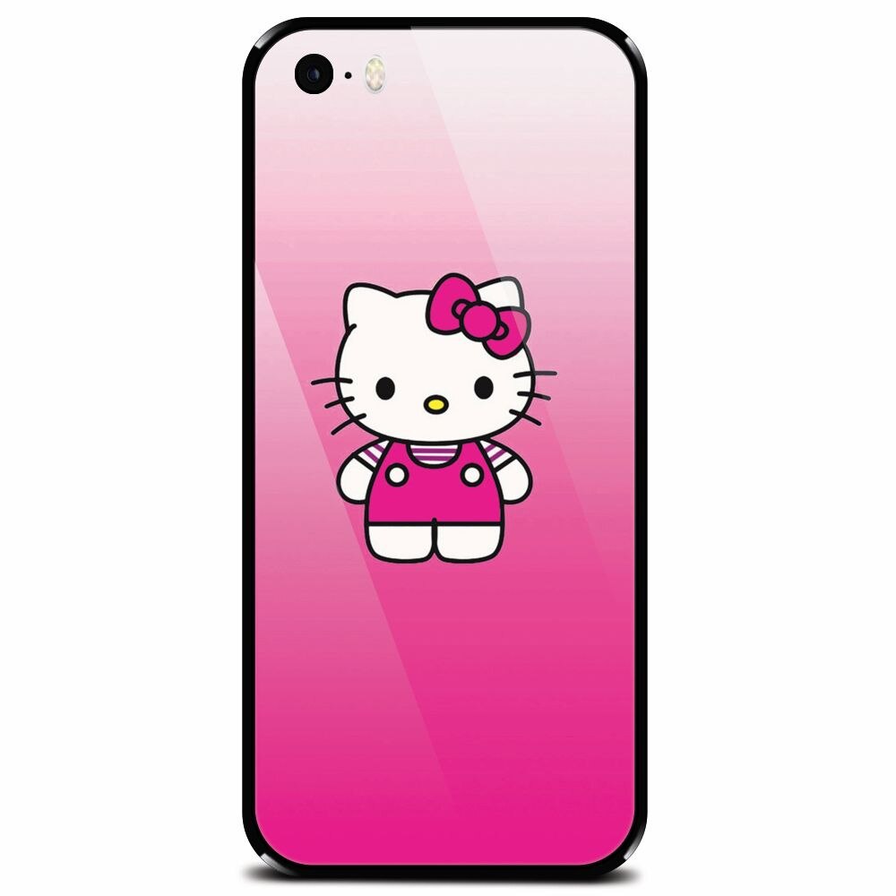Husa din sticla securizata pentru Apple iPhone 5, Cute Pink Catty