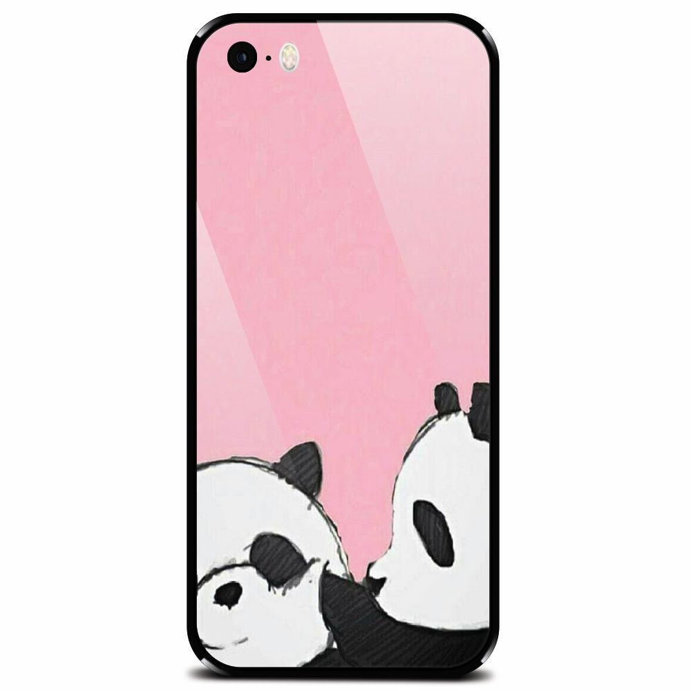 Husa din sticla securizata pentru Apple iPhone 5, Panda