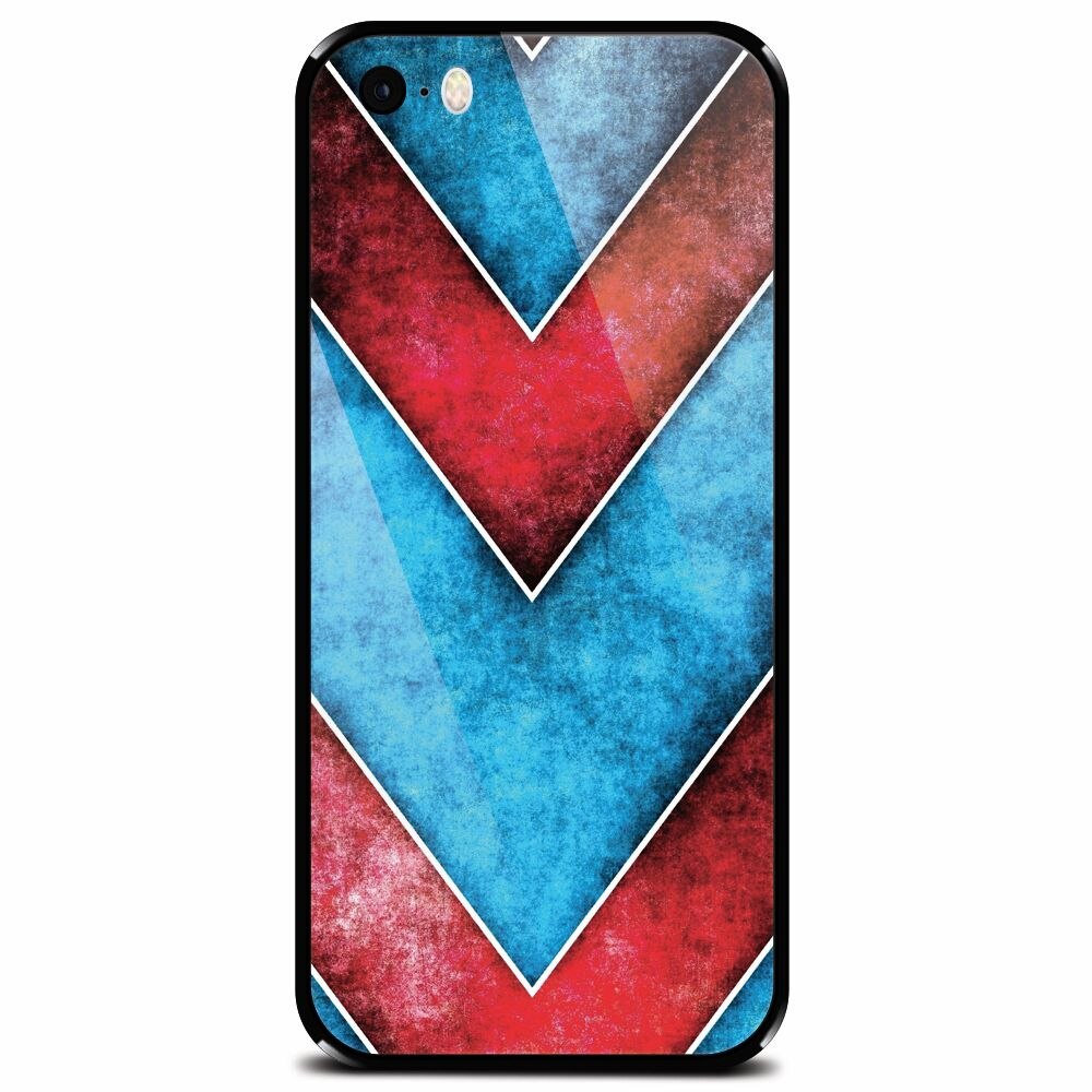 Husa din sticla securizata pentru Apple iPhone 5, Blue And Red Abstract