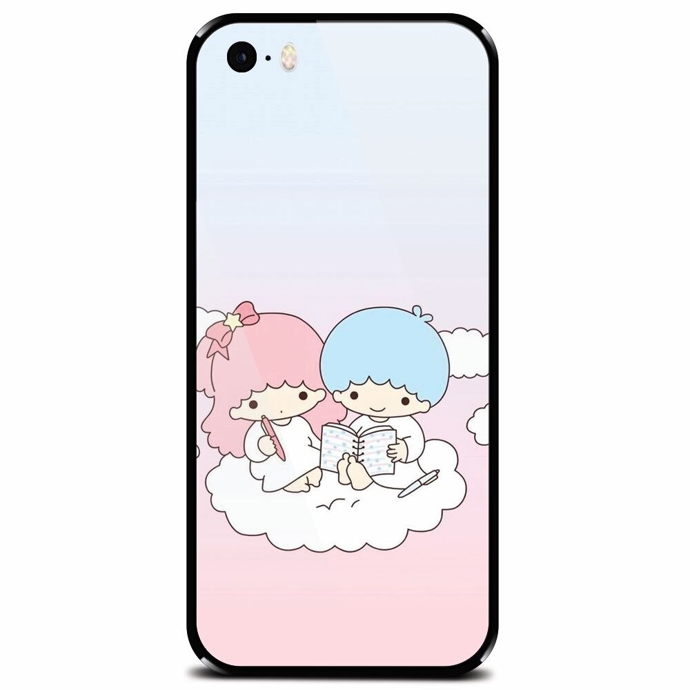 Husa din sticla securizata pentru Apple iPhone 5, Little Twins On Cloud