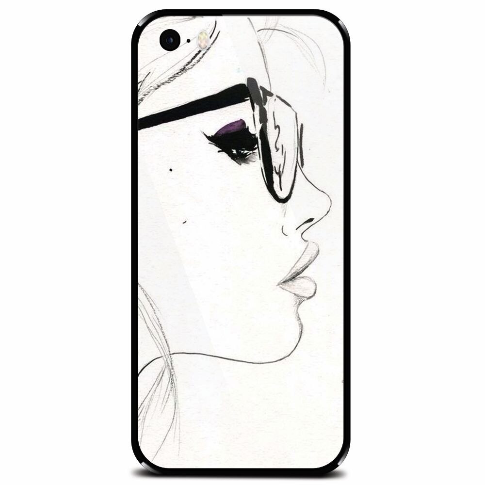 Husa din sticla securizata pentru Apple iPhone 5, Girl Face