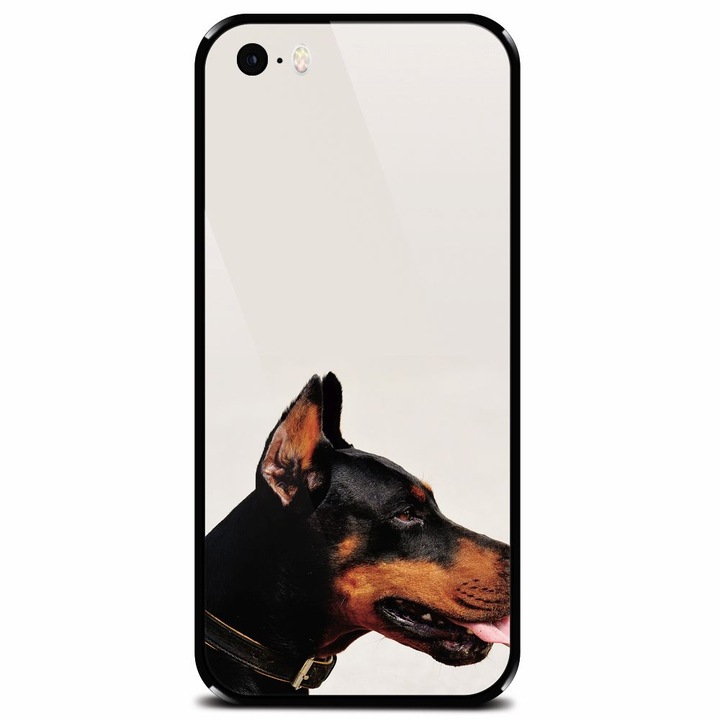 Edzett üvegtok Apple iPhone 5, Doberman telefonhoz