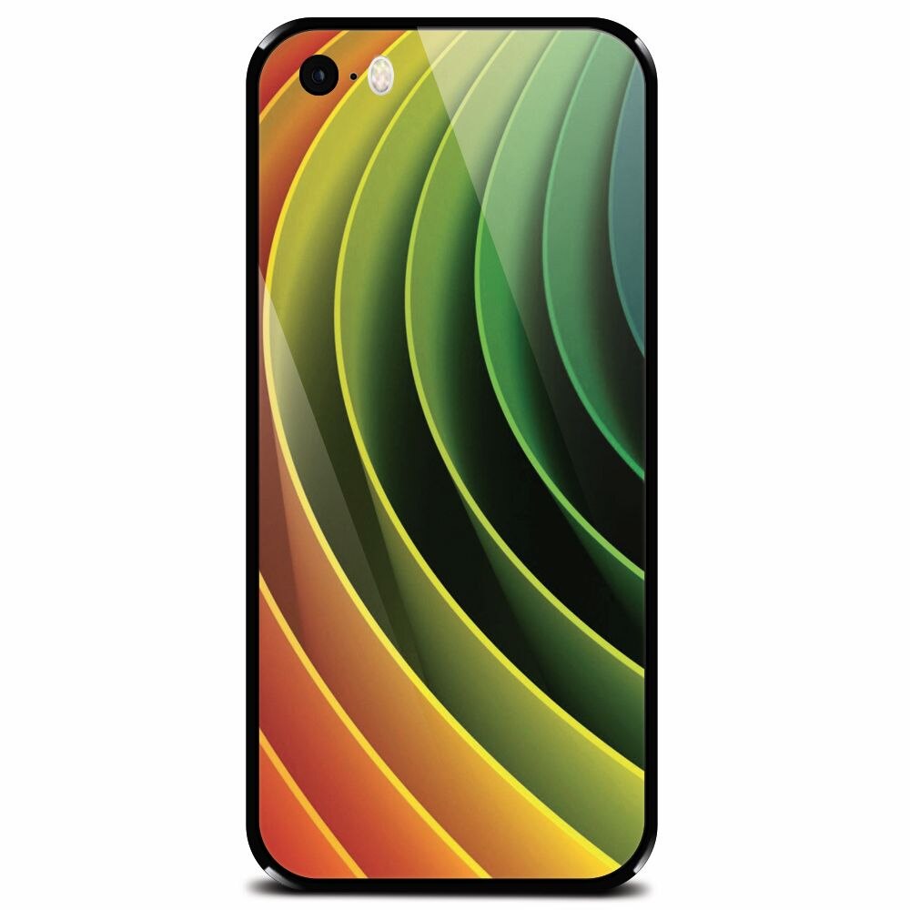 Husa din sticla securizata pentru Apple iPhone 5, 3D Multicolor Abstract Lines