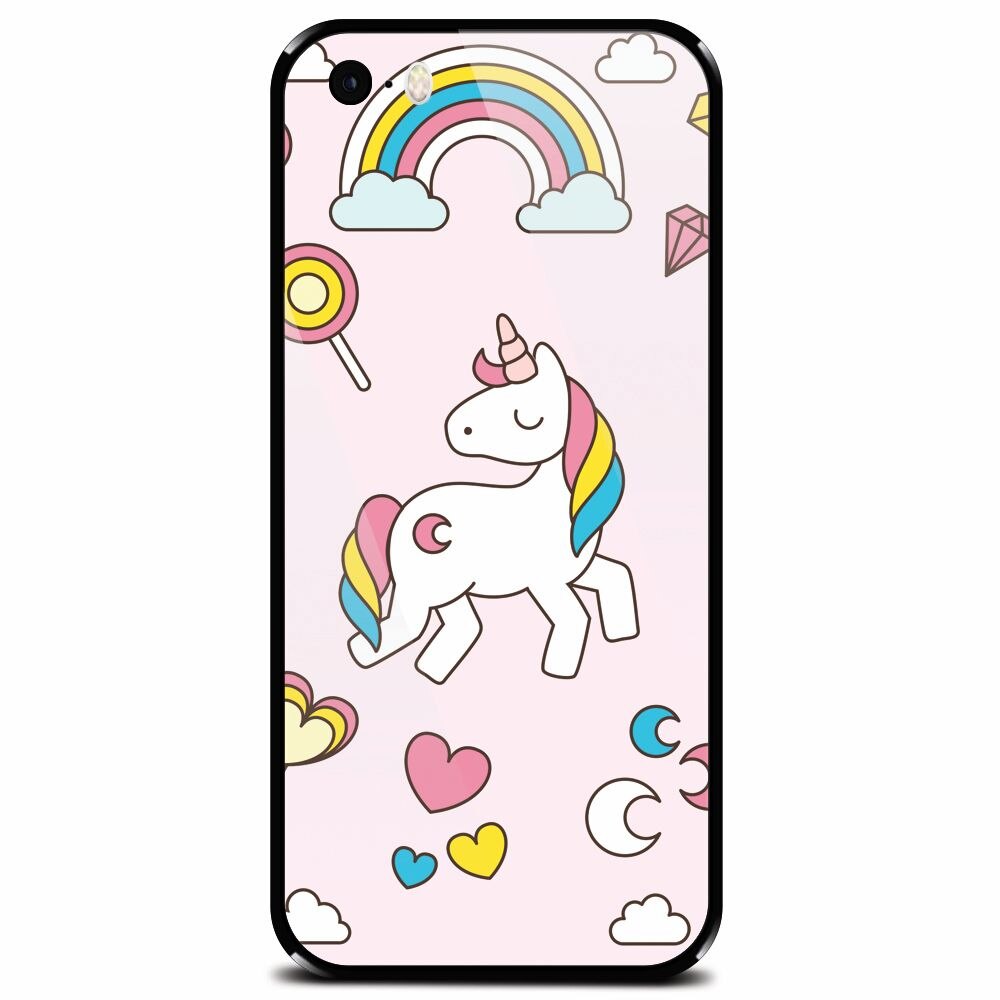 Husa din sticla securizata pentru Apple iPhone 5, Cute Unicorn