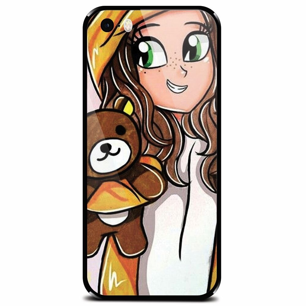 Husa din sticla securizata pentru Apple iPhone 5, Girl With Little Bear
