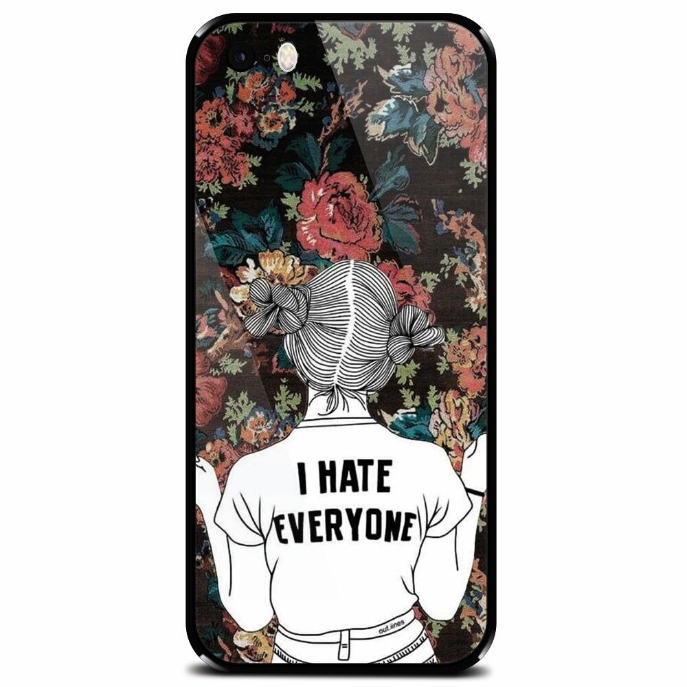 Husa din sticla securizata pentru Apple iPhone 5, I Hate Everyone