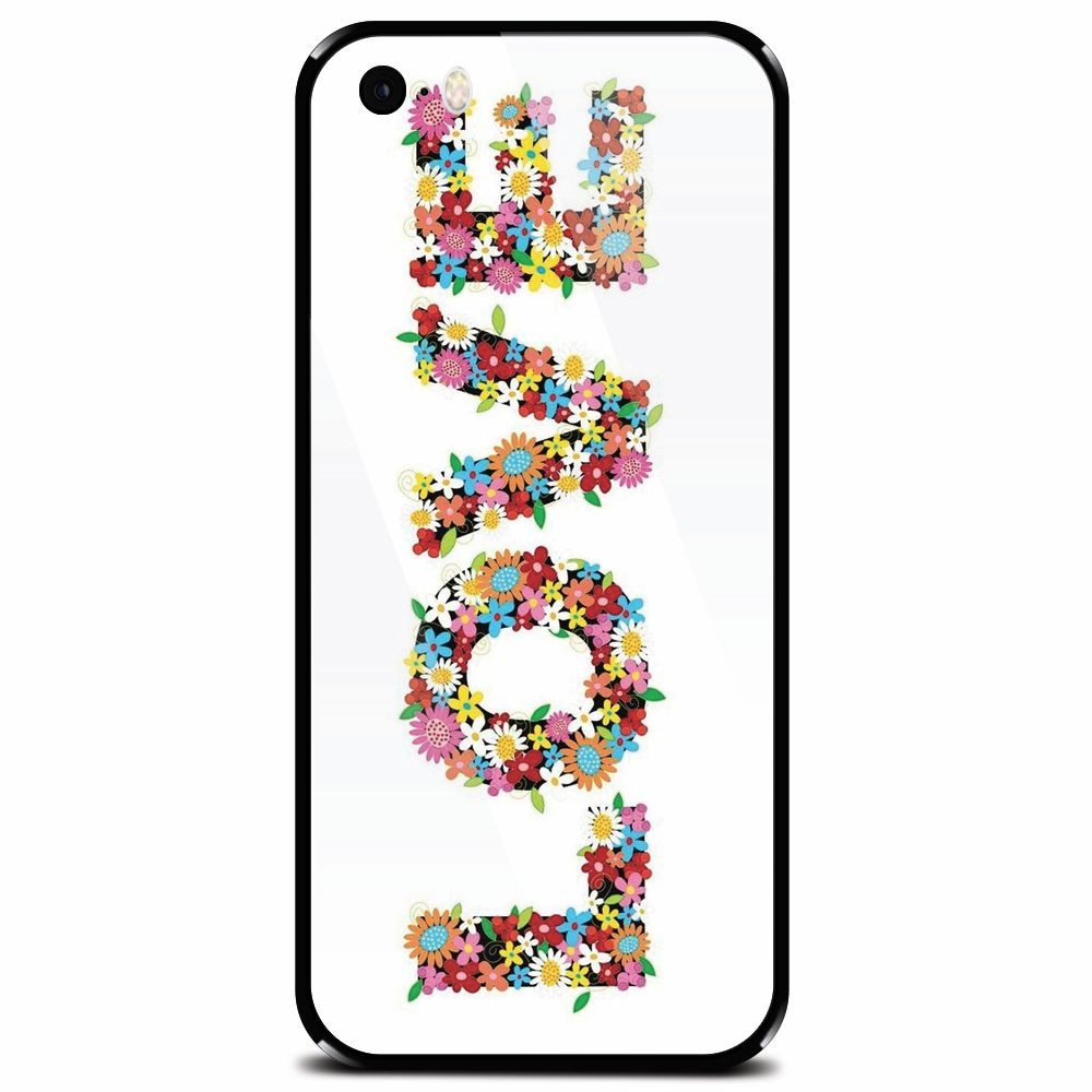 Husa din sticla securizata pentru Apple iPhone 5, Love Made By Flowers