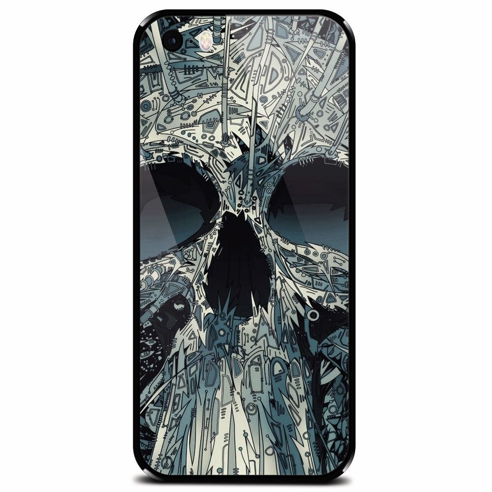 Husa din sticla securizata pentru Apple iPhone 5, Abstract Skull Artwork Illustration