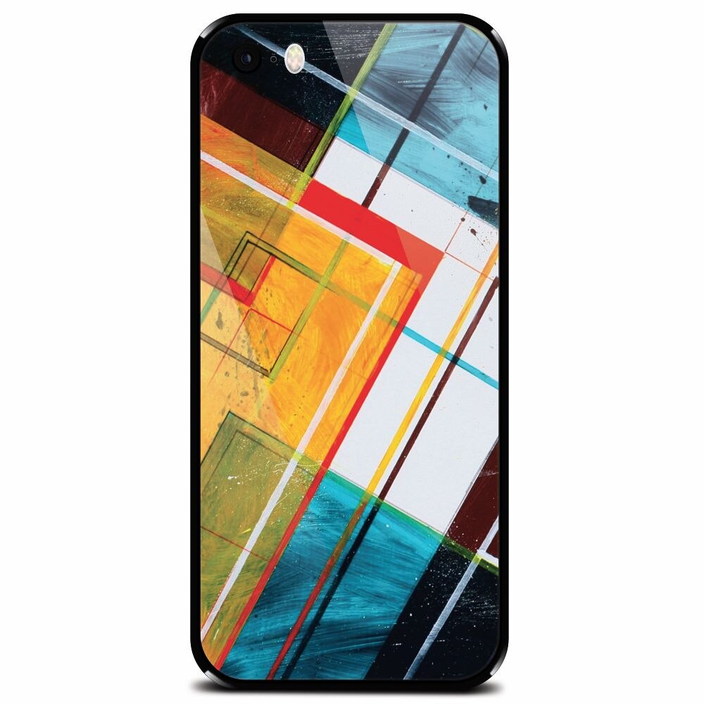 Husa din sticla securizata pentru Apple iPhone 5, Abstraction Color Shape