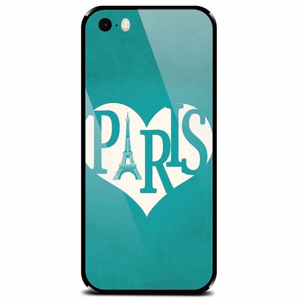 Husa din sticla securizata pentru Apple iPhone 5, I Love Paris