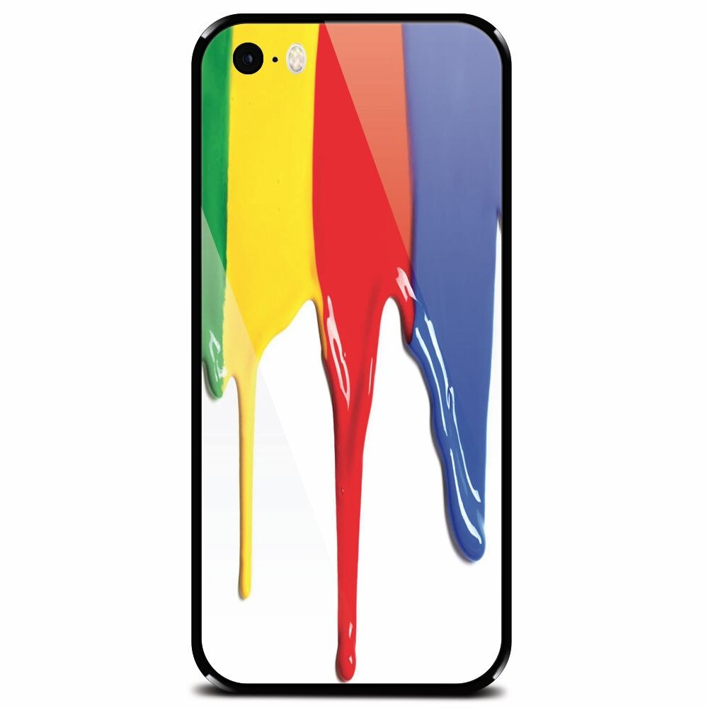 Husa din sticla securizata pentru Apple iPhone 5, Dripping Colorful Paint