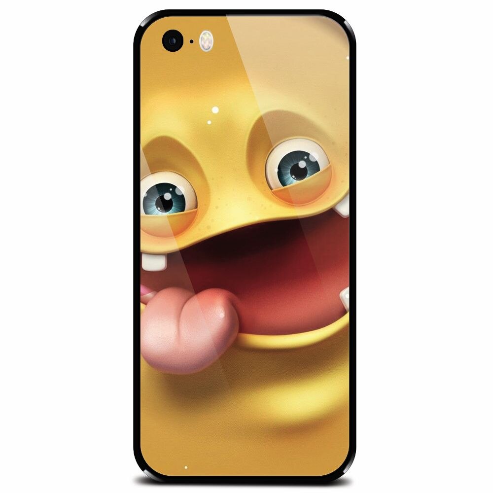 Husa din sticla securizata pentru Apple iPhone 5, Cute Monster