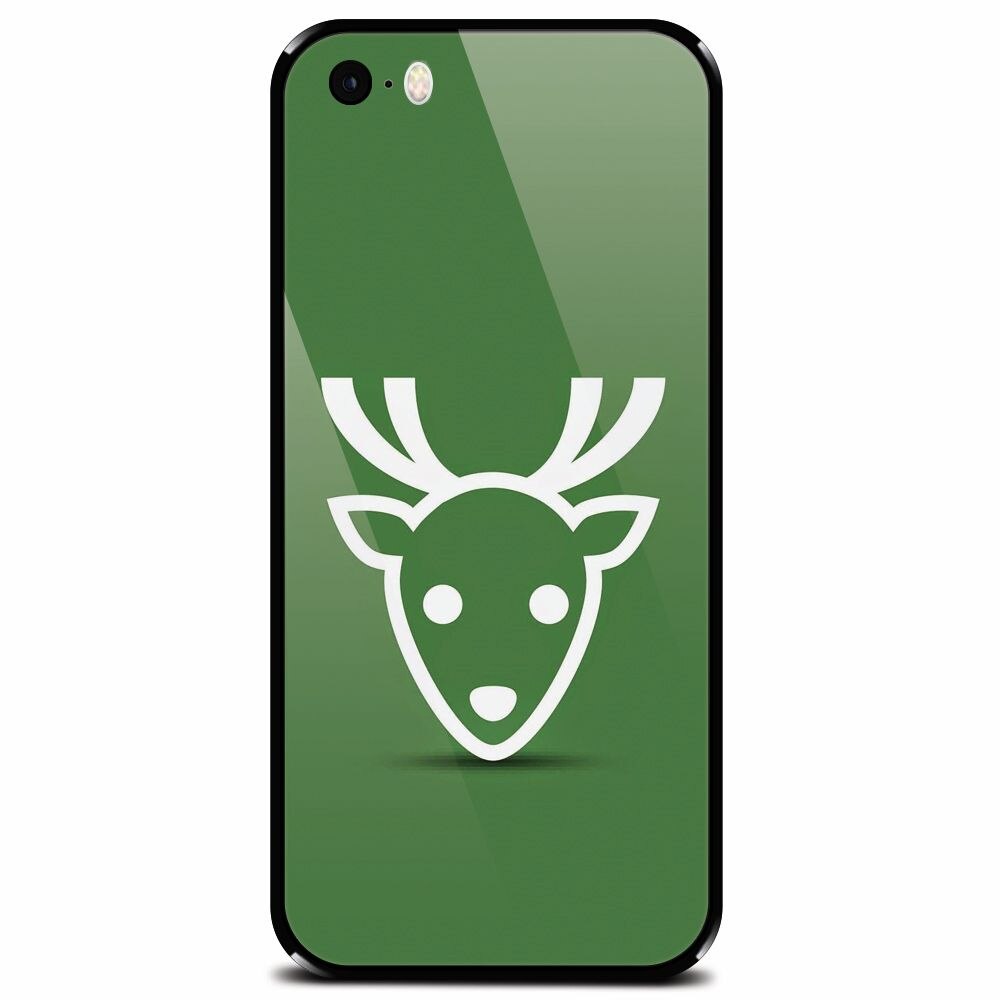 Husa din sticla securizata pentru Apple iPhone 5, Minimal Reindeer Illustration Green