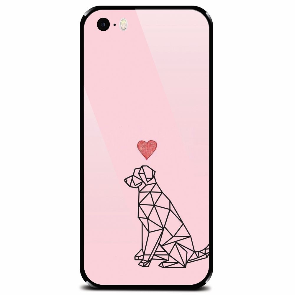 Husa din sticla securizata pentru Apple iPhone 5, Love Dog
