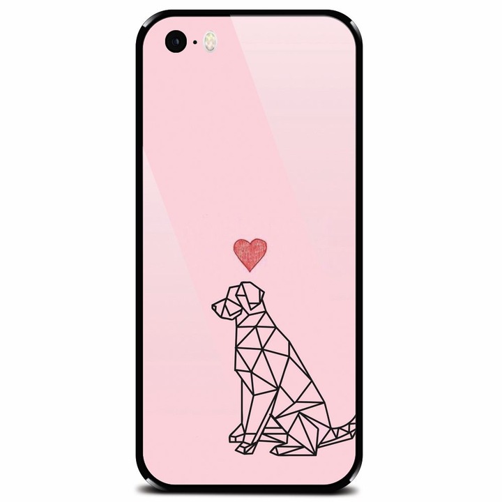 Edzett üvegtok Apple iPhone 5, Love Dog telefonhoz