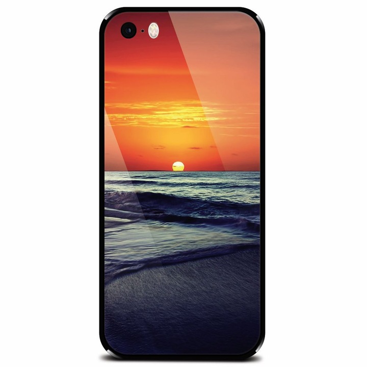 Edzett üvegtok Apple iPhone 5, Ocean Sunset telefonhoz