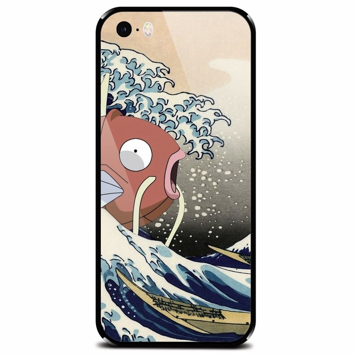 Edzett üvegtok Apple iPhone 5, Great Wave Fish telefonhoz