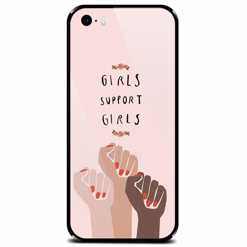 Husa din sticla securizata pentru Apple iPhone 5, Girls Supportgirls