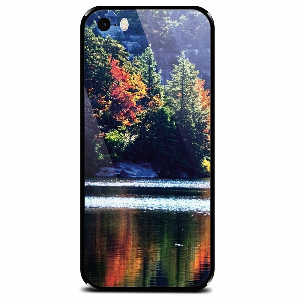 Husa din sticla securizata pentru Apple iPhone 5, Lake Minnewaska Autumn