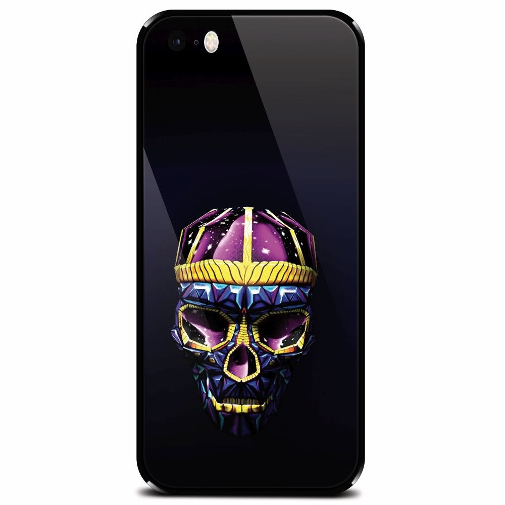 Husa din sticla securizata pentru Apple iPhone 5, Colorfull Skull