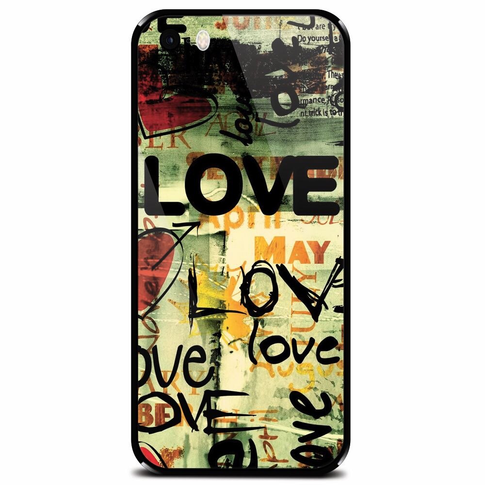 Husa din sticla securizata pentru Apple iPhone 5, Love Artwork