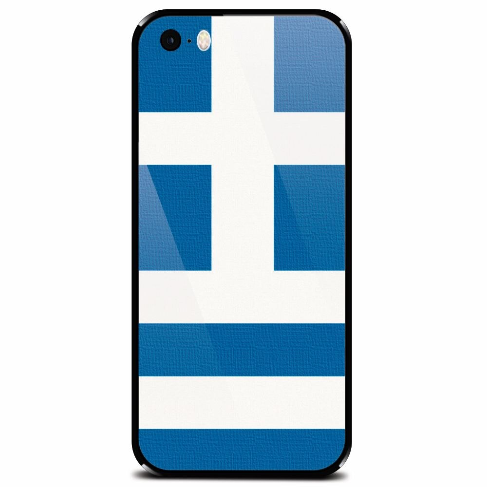 Husa din sticla securizata pentru Apple iPhone 5, Greece Flag
