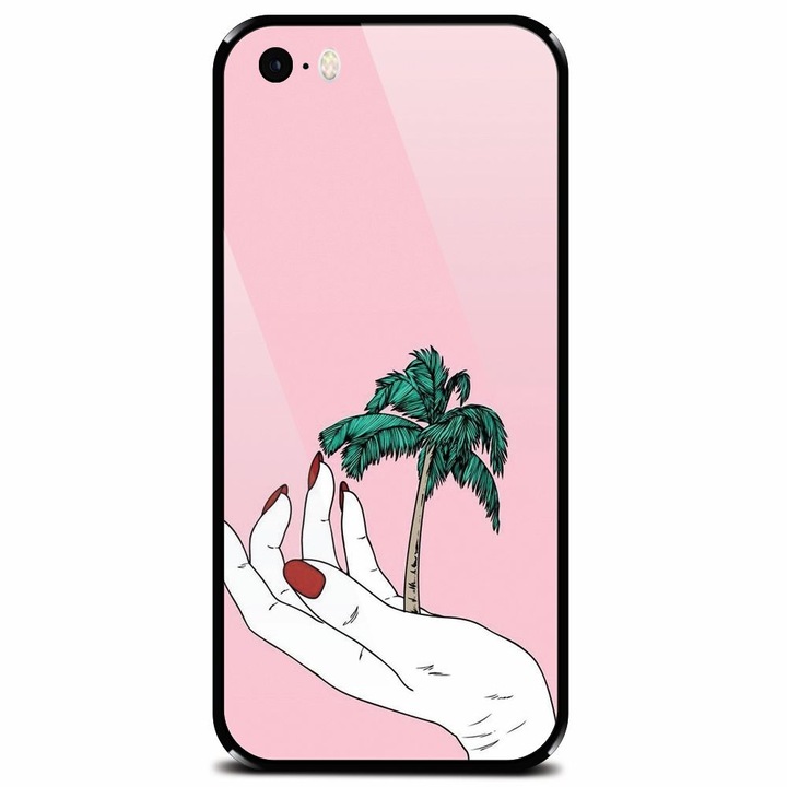 Védett üvegtok Apple iPhone 5, Palm Tree telefonhoz
