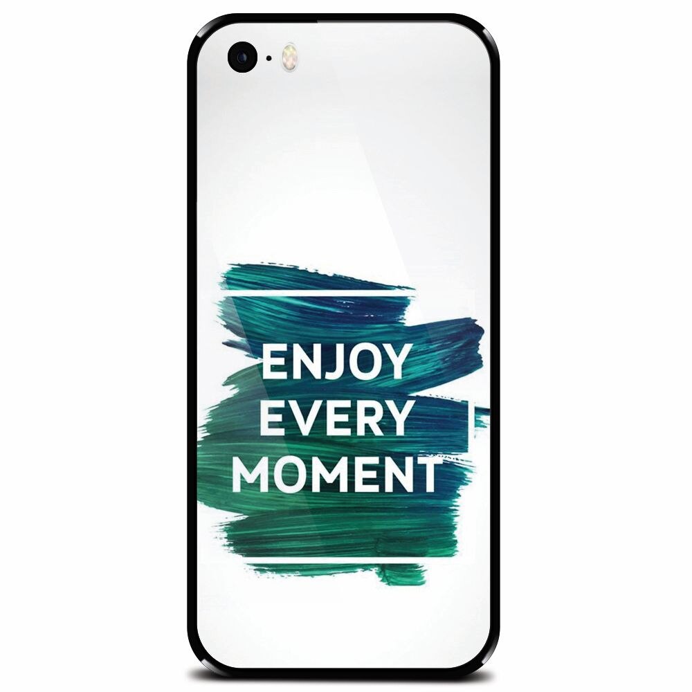 Husa din sticla securizata pentru Apple iPhone 5, Enjoy Every Moment Motivational