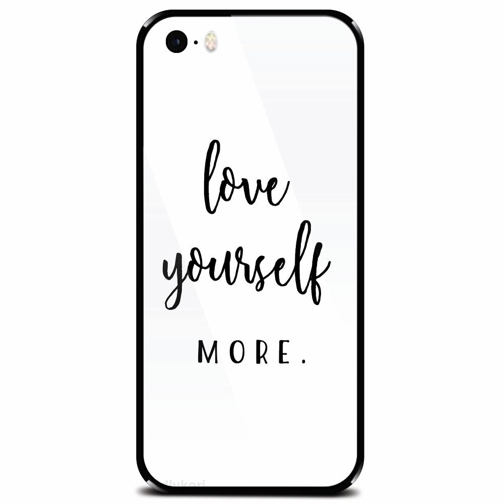 Husa din sticla securizata pentru Apple iPhone 5, Love Yourself More