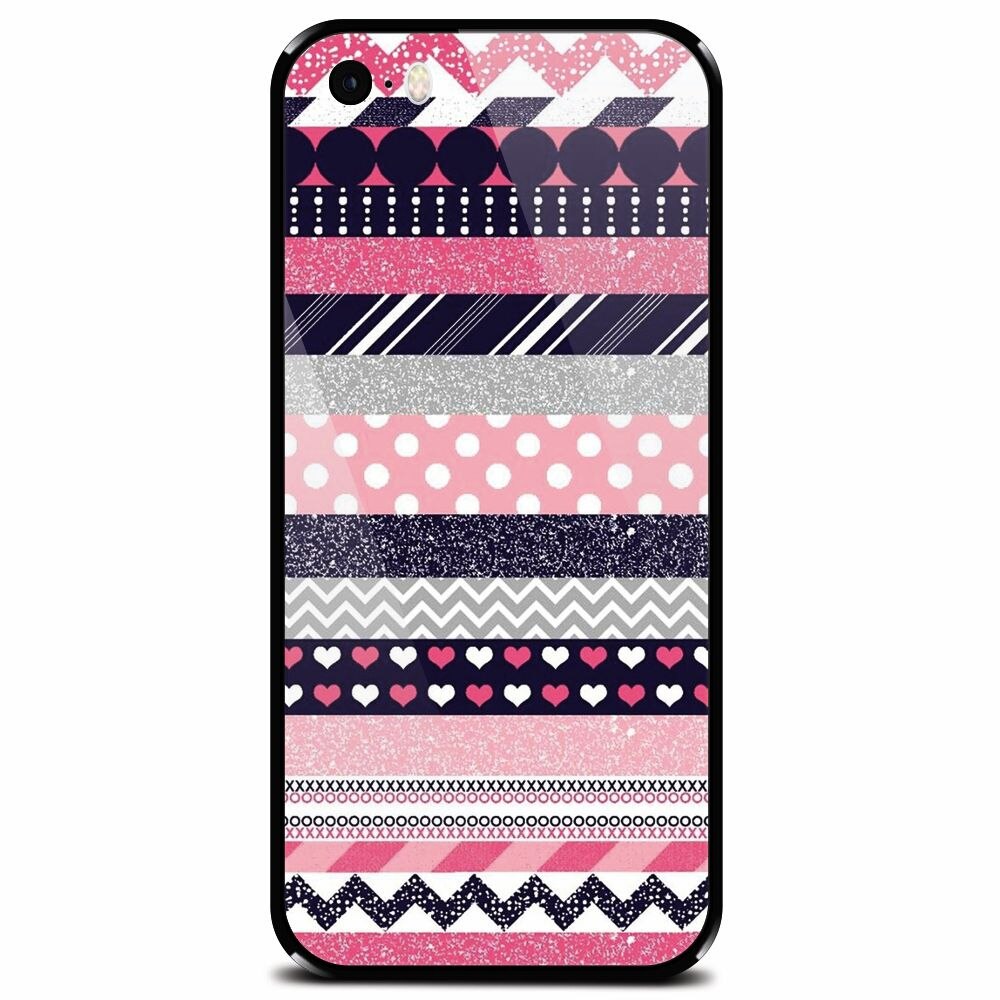 Husa din sticla securizata pentru Apple iPhone 5, Love Pattern