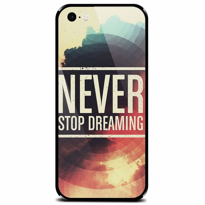 Edzett üvegtok Apple iPhone 5-höz, Never Stop Dreaming