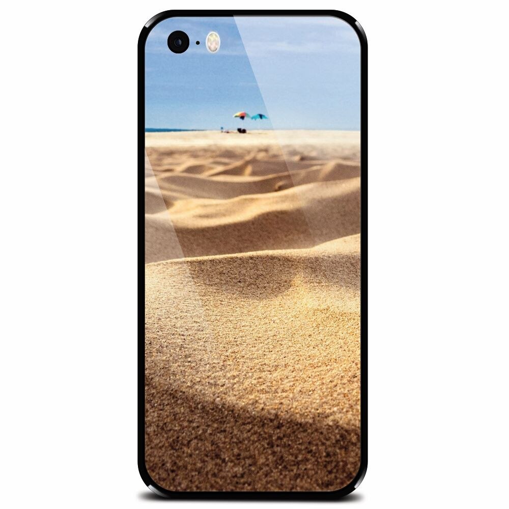 Husa din sticla securizata pentru Apple iPhone 5, Beach Sand Closeup Holiday