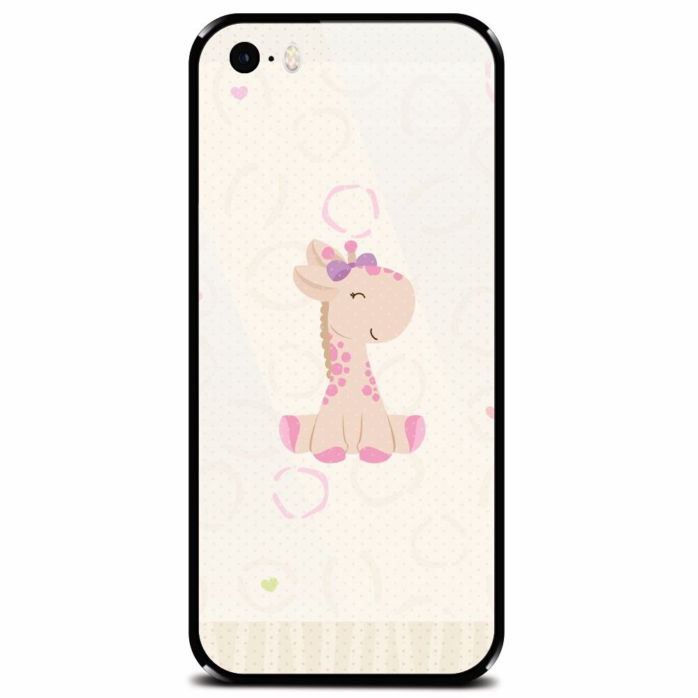 Husa din sticla securizata pentru Apple iPhone 5, Giraffe Cute