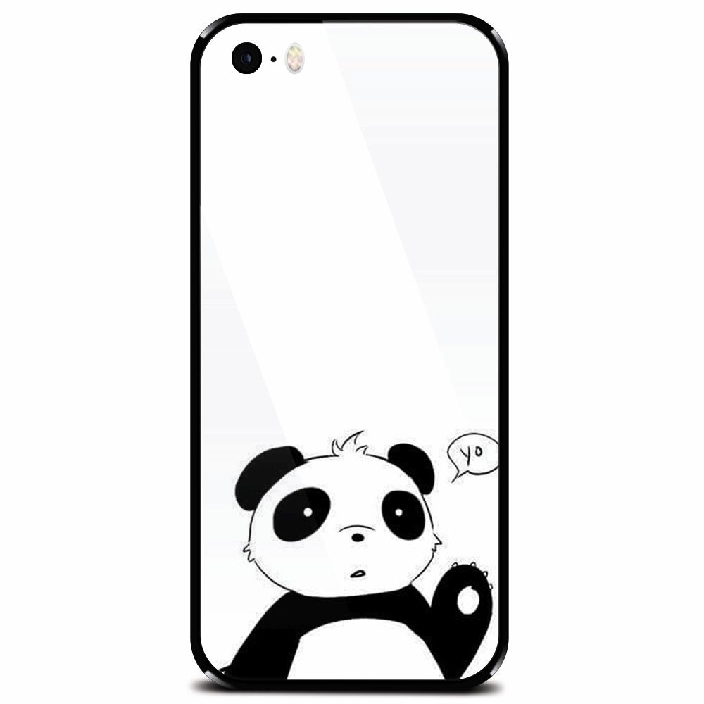 Husa din sticla securizata pentru Apple iPhone 5, Panda Cellphone