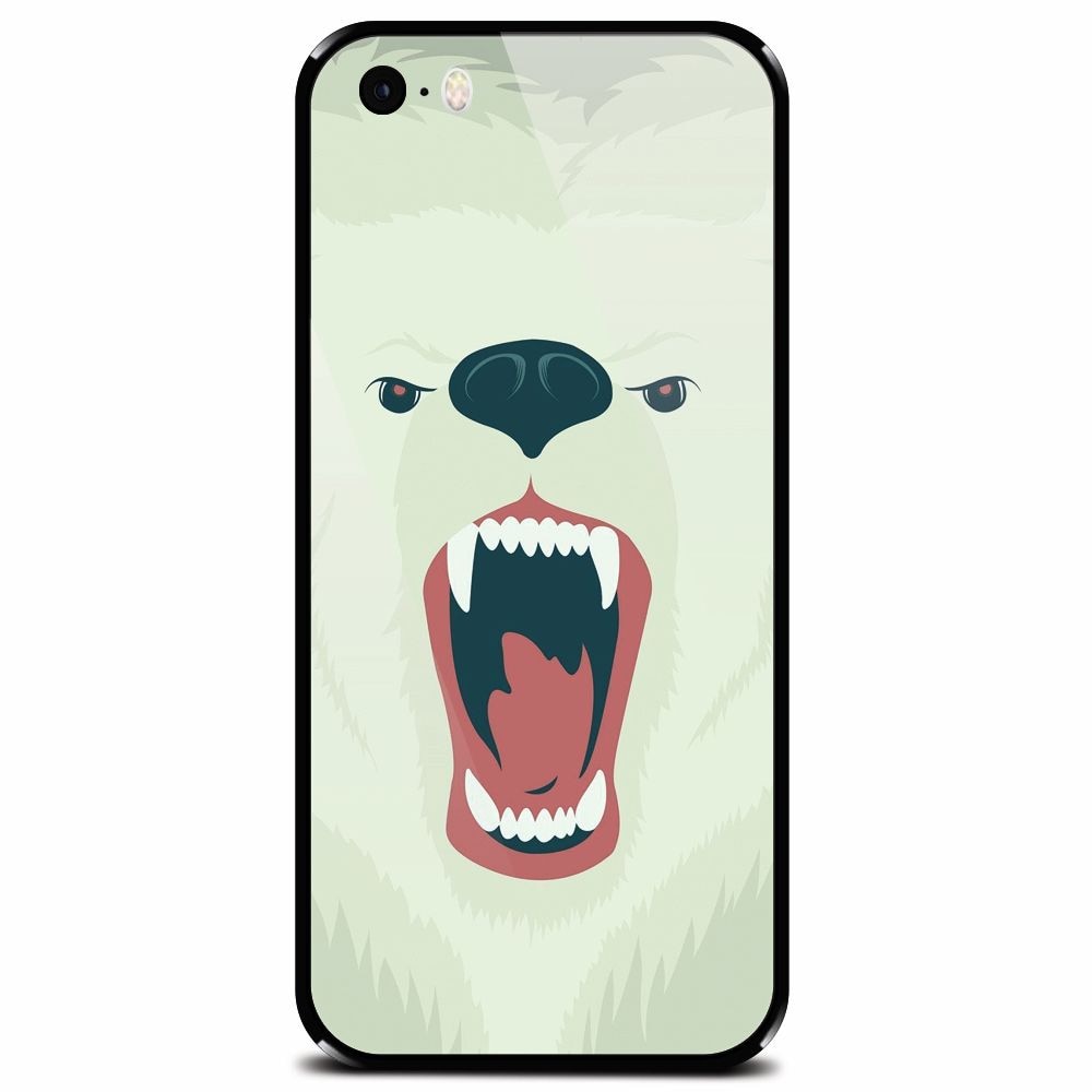 Husa din sticla securizata pentru Apple iPhone 5, Fierce Polar Bear Winter