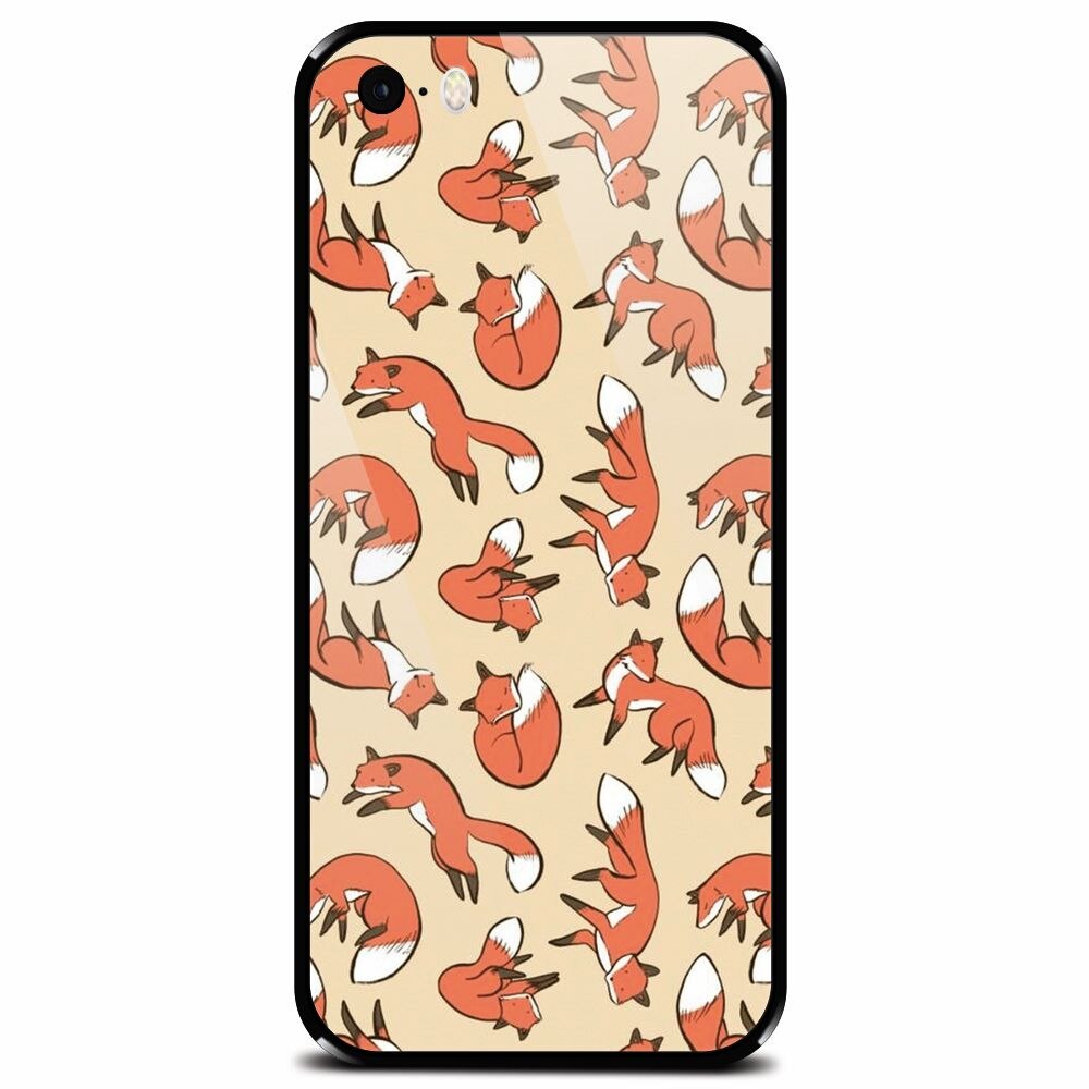 Husa din sticla securizata pentru Apple iPhone 5, Red Foxes