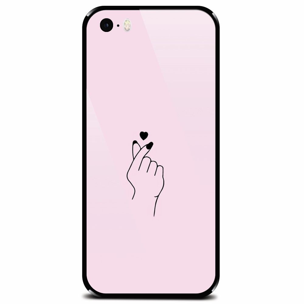 Husa din sticla securizata pentru Apple iPhone 5, Simple Love