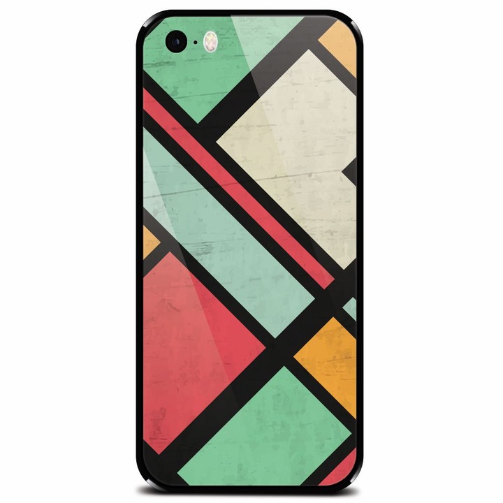 Edzett üvegtok Apple iPhone 5, Retro Grunge telefonhoz