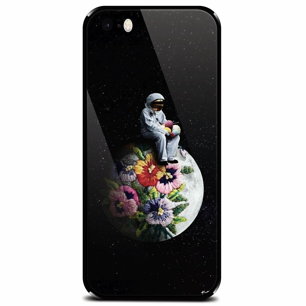 Husa din sticla securizata pentru Apple iPhone 5, Astronaut
