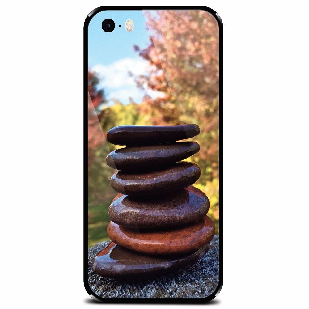 Husa din sticla securizata pentru Apple iPhone 5, Stacking Stones