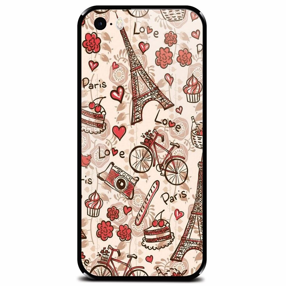 Husa din sticla securizata pentru Apple iPhone 5, Paris Love
