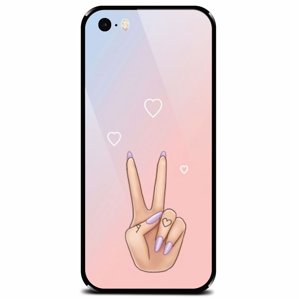 Husa din sticla securizata pentru Apple iPhone 5, Victory Love