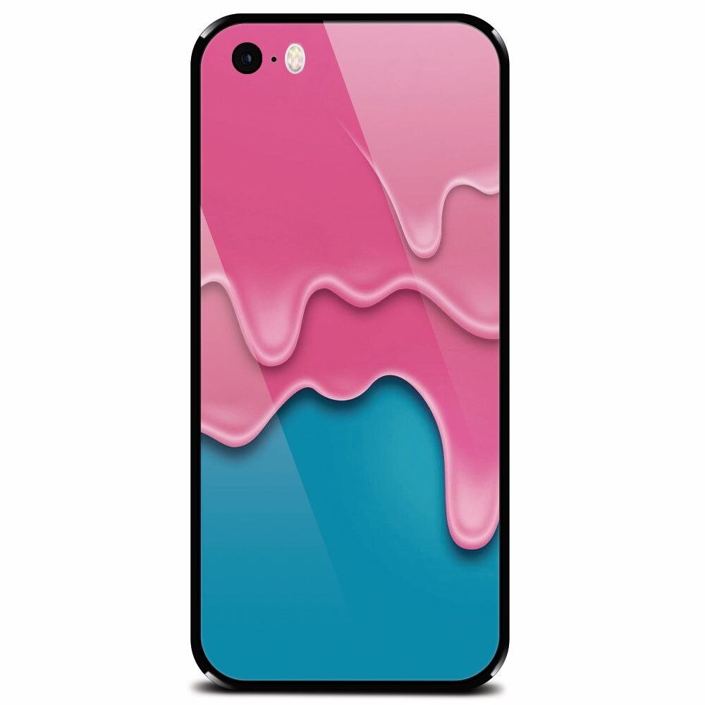 Husa din sticla securizata pentru Apple iPhone 5, Pink Liquid Dripping