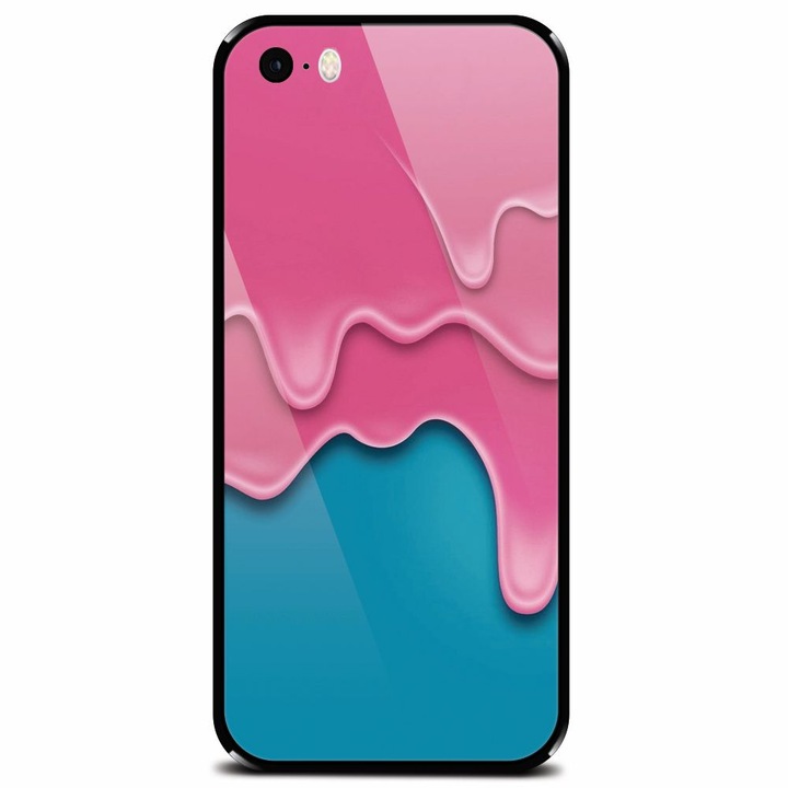 Edzett üvegtok Apple iPhone 5-höz, Pink Liquid Dripping