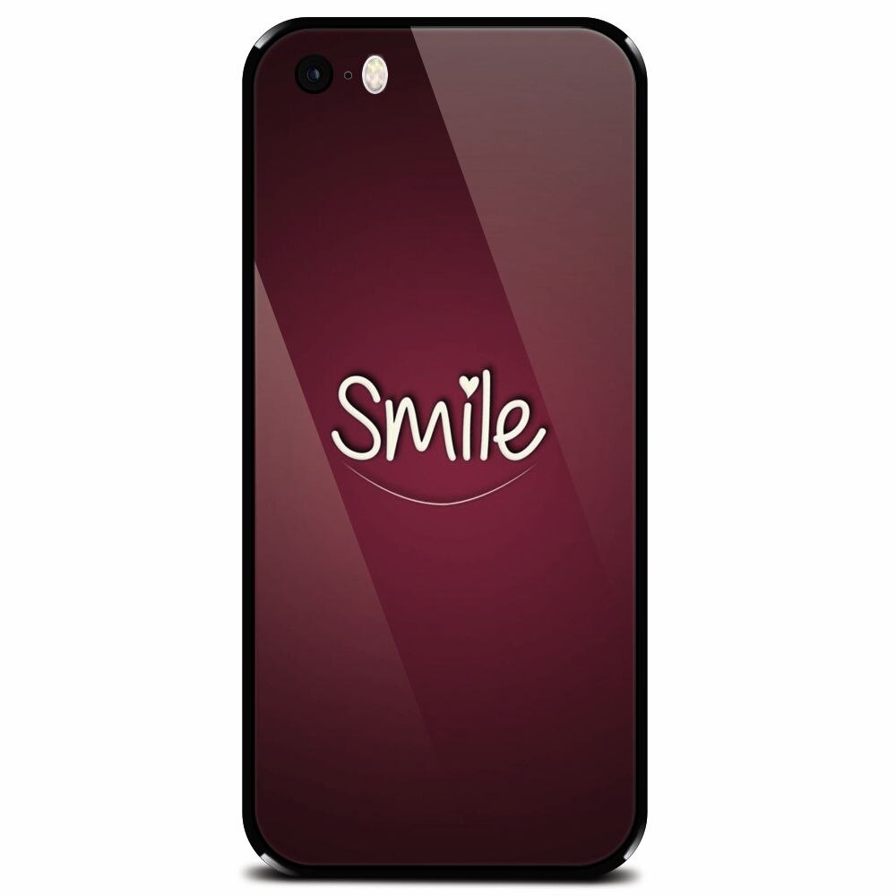 Husa din sticla securizata pentru Apple iPhone 5, Smile Love
