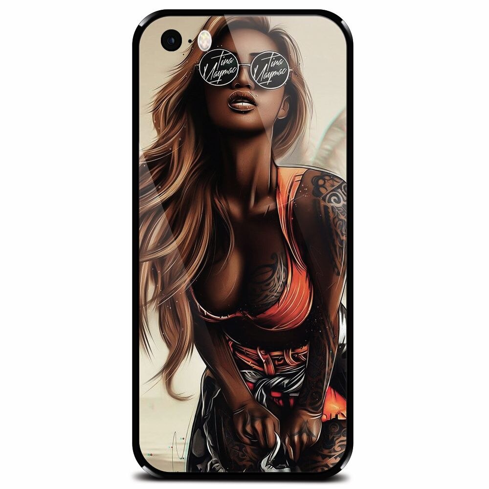 Husa din sticla securizata pentru Apple iPhone 5, Tattoed Girl