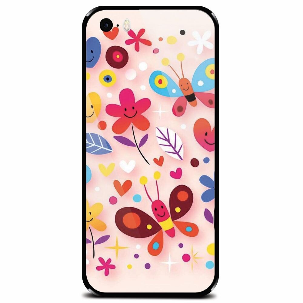 Husa din sticla securizata pentru Apple iPhone 5, Butterfly 102
