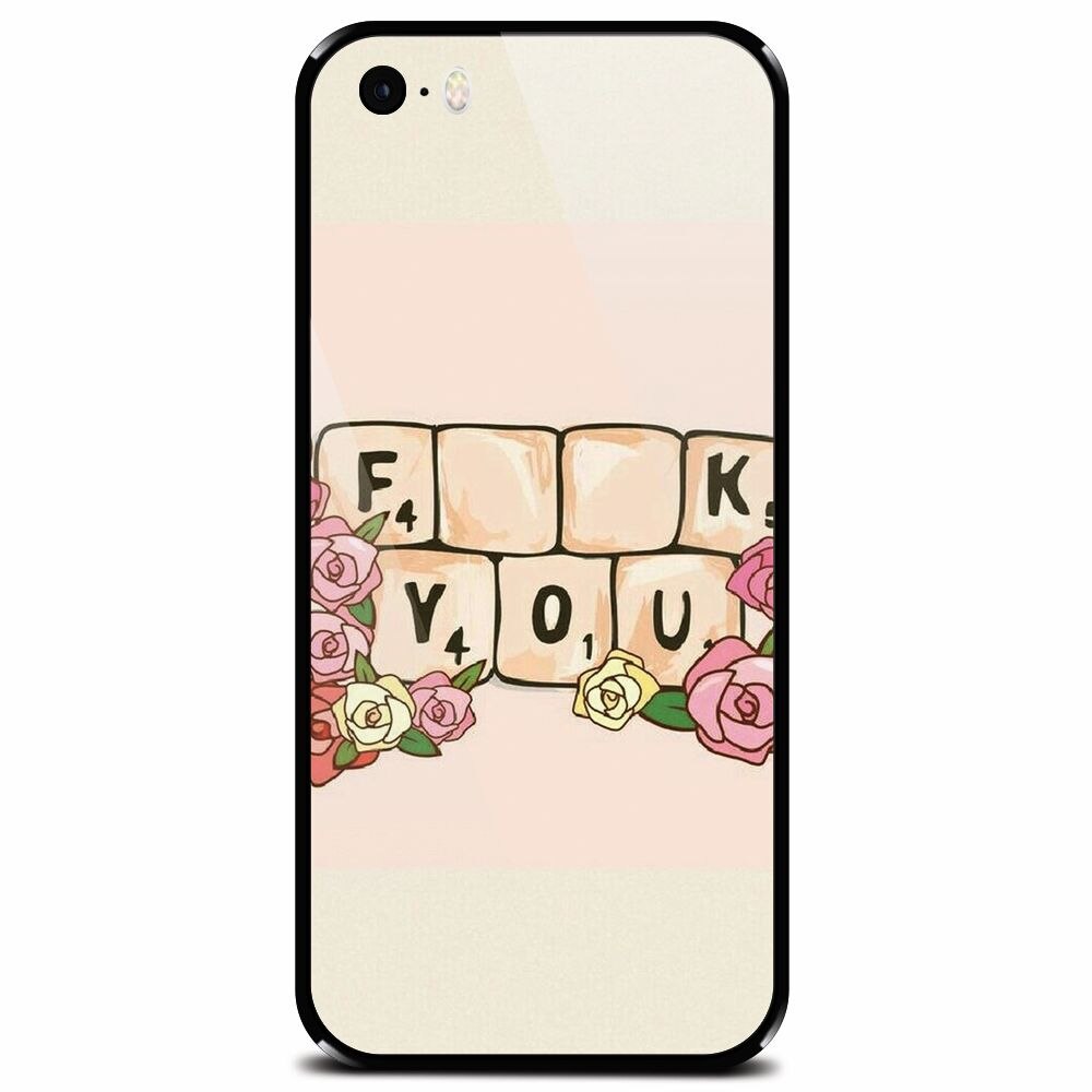 Husa din sticla securizata pentru Apple iPhone 5, Scrabble