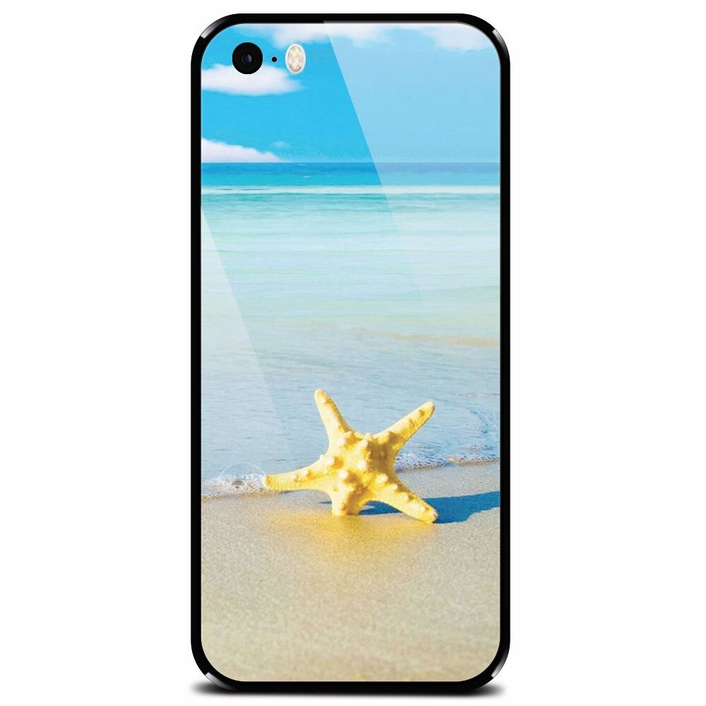 Husa din sticla securizata pentru Apple iPhone 5, Starfish Beach